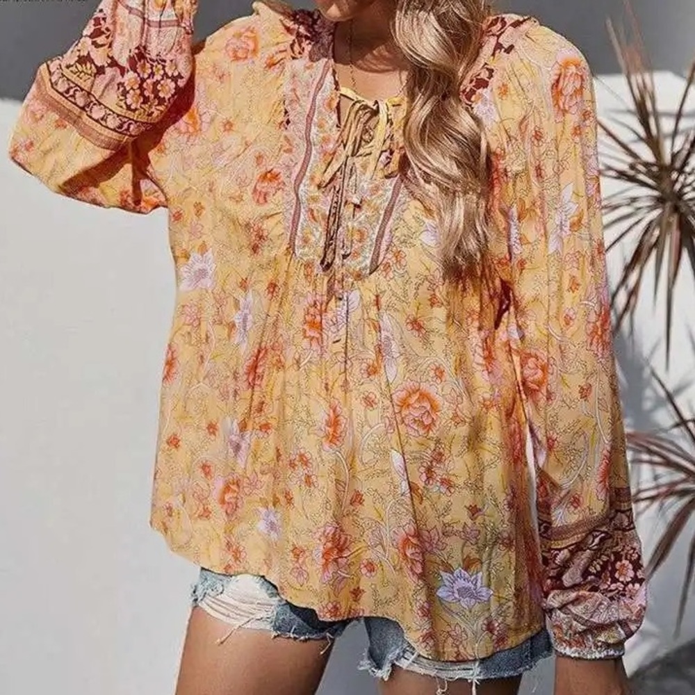 Boho Fall Moments Tunic Blouse Top, S - Plus Sizes, NWT